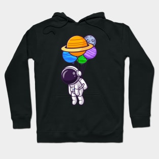 Cute Astronaut Floating With Planet Balloon Hoodie